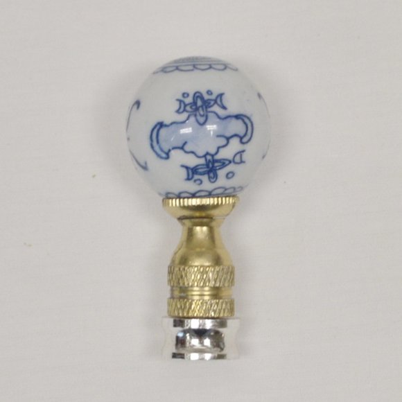 Hand Painted Blue and Lamp Finial from the Far East - Picture 2 of 4